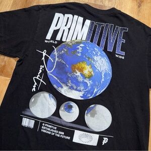 Primitive Skateboarding Earth Logo 08Black Pre Shrunk Grunge Vapor-wave sz. L/M